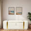 Banc ottoman moderne rembourré avec compartiment de rangement dissimulé, couvercle rabattable et bandes décoratives en métal doré-83979102-83979096