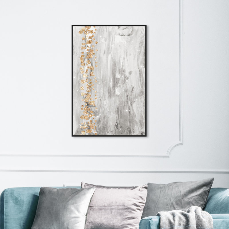 «Abstract Butterfly Forest Light Brush Strokes», reproduction d'impression sur toile, H 54 po x l 36 po, Cadre flottant noir