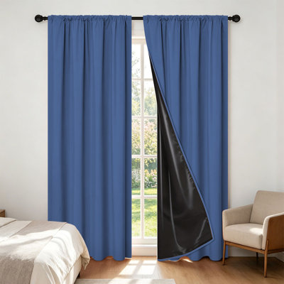 MEISIMENGSHA Modern Simple Polyester Blackout Curtains, 100% Light Blocking with Lining, 2 Panels, for Bedroom Living Room Office Kitchen