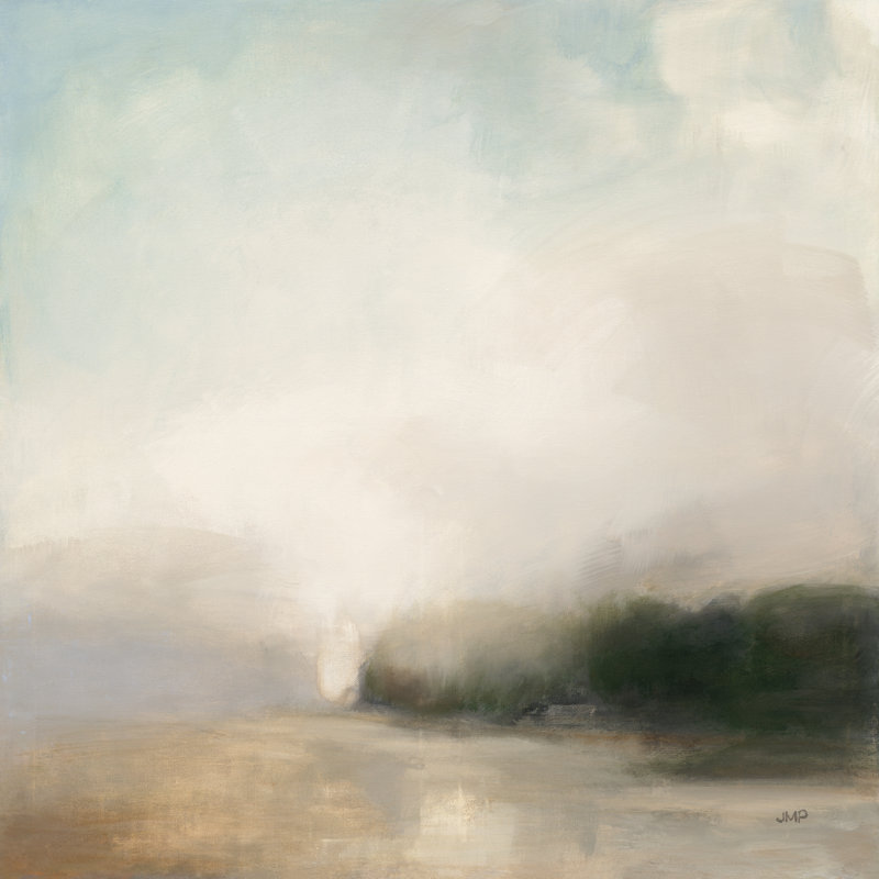 «Distant Forest» par Julia Purinton - Peinture, H 20 po x l 20 po, Oui, Papier avec cadre simple noir