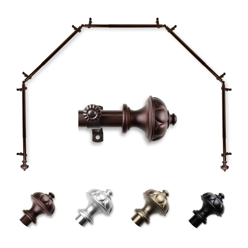 Tringle à rideaux simple ajustable Blondene, 28 po à 48 po (chaque côté), Cacao