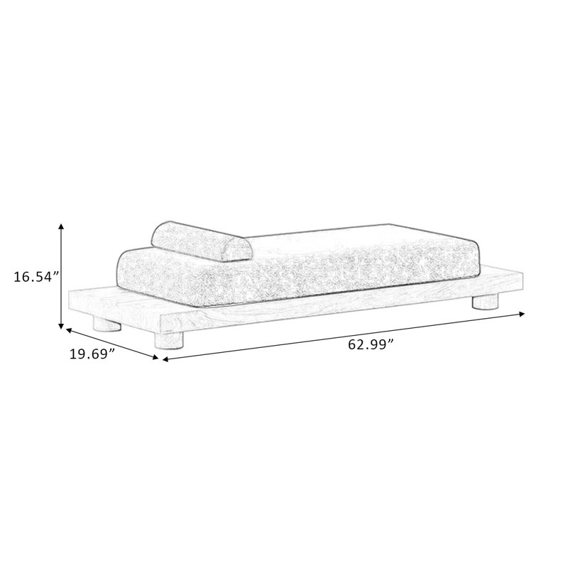 Banc rembourré en bois massif blanc, H 16,54 po x L 62,99 po x P 19,69 po, Blanc