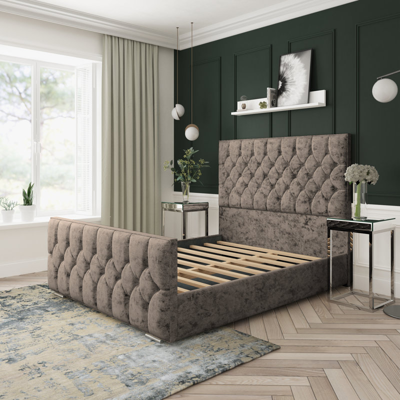 Upholstered Bed, Double (4'6), Mink