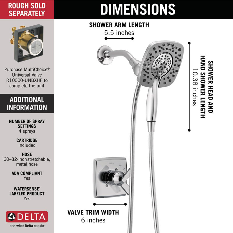 Douche double fonction Ashlyn série 17, ensemble de garniture de poignée de douche In2ition, Chrome