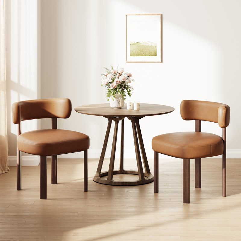 Chaise d'appoint rembourrée en similicuir, Brun