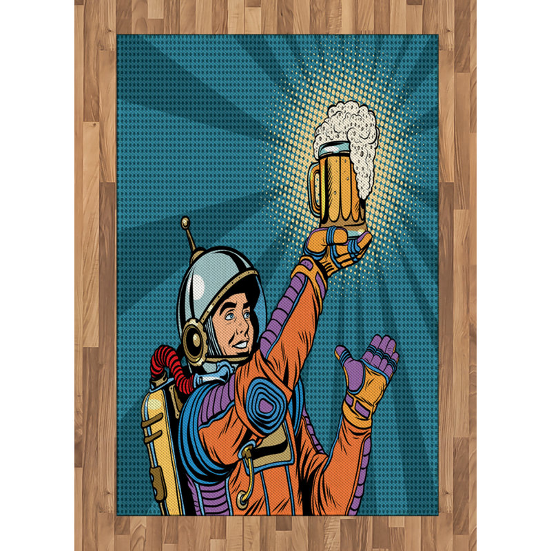 Astronaut High Density Long Fiber Poly Threads Decorative Area Rug Carpet, Rectangle 4' x 5'8"