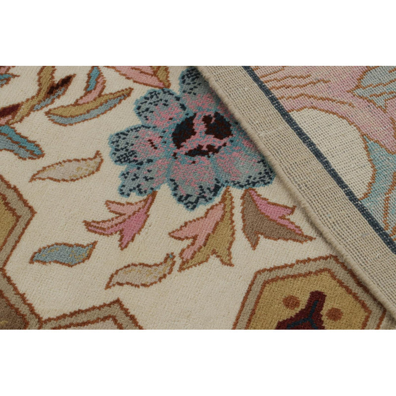Art Deco Hand Knotted Wool Floral Area Rug, Rectangle 10' x 14'