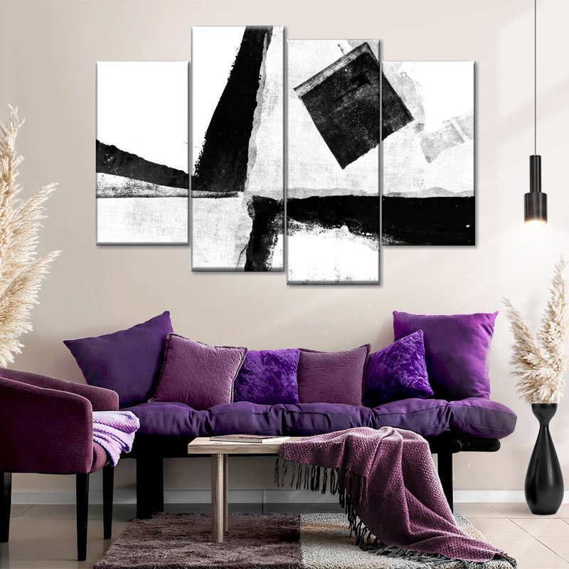 White To Black Abstract VII Multi Piece Canvas Print, 36" H x 22" W x 1" D