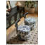 Tabouret de coiffeuse moderne rembourré rond avec dossier en T, tissu imprimé animal rétro et roulettes pivotantes à 360 ° - noir et blanc