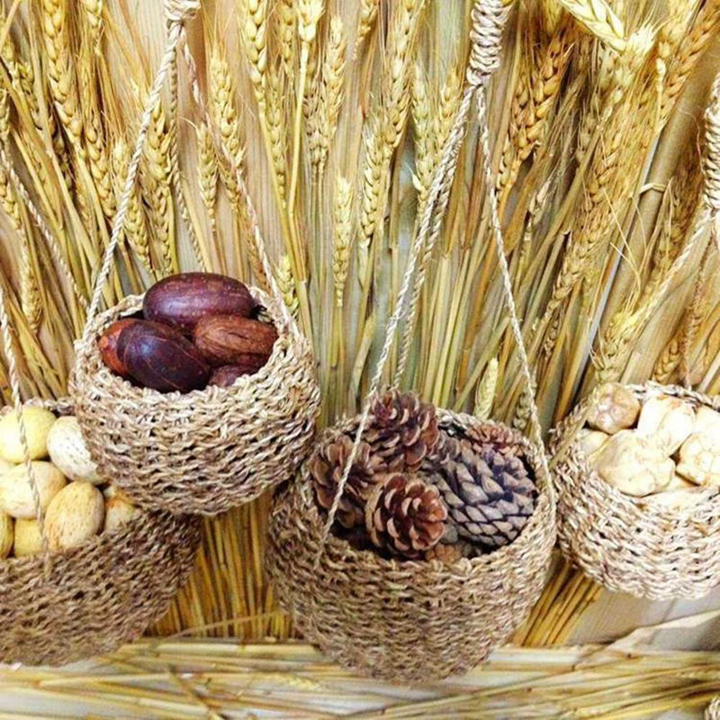Pots de fleurs suspendus Panier de fleurs en rotin en osier pour panier suspendu, 10