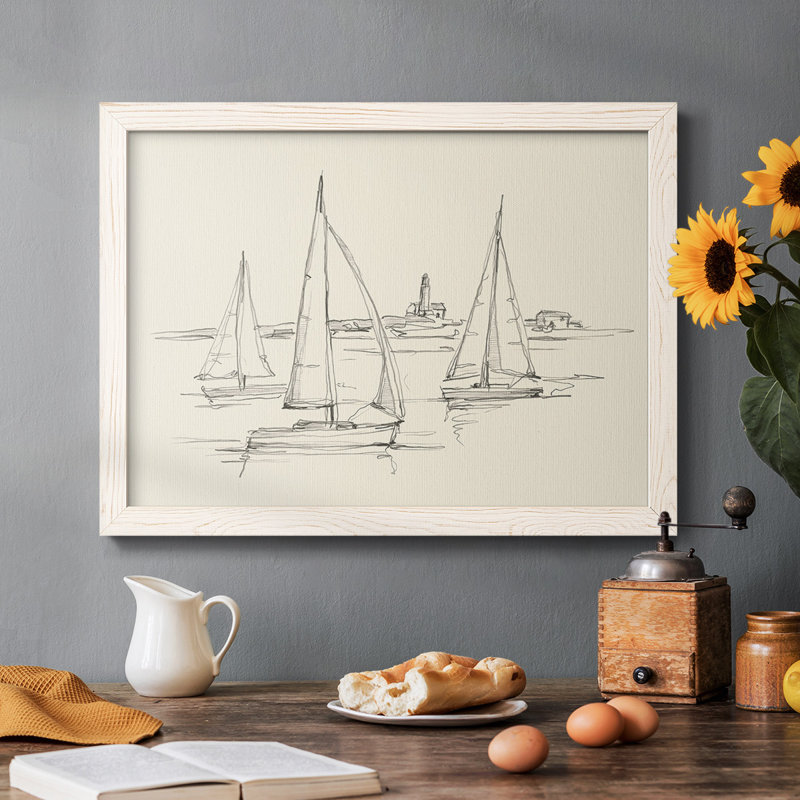 «Coastal Contour S Croquis II», reproduction sur toile, Cadre blanc, H 18 po x l 26 po x P 1,5 po