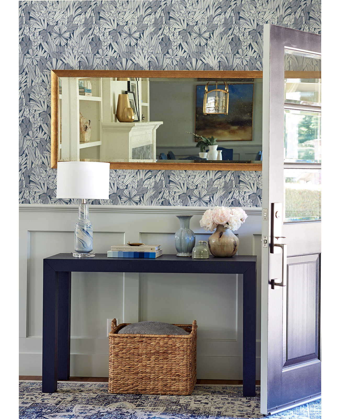 Avellana Botanical Wallpaper, Blue