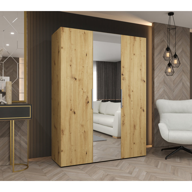 Manufactured Wood Wardrobe, artisan oak + handles: cashmere