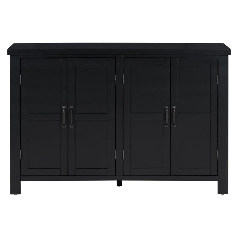 U_STYLE Buffet de rangement à 4 portes avec tablettes réglables et poignées rétro Atimon, rangement spacieux, pieds en pin, pour le salon, le bureau et le vestibule