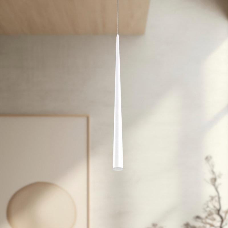 Mina 1 - Light LED Pendant, White, White, 36" H x 4.75" W x 4.75" D
