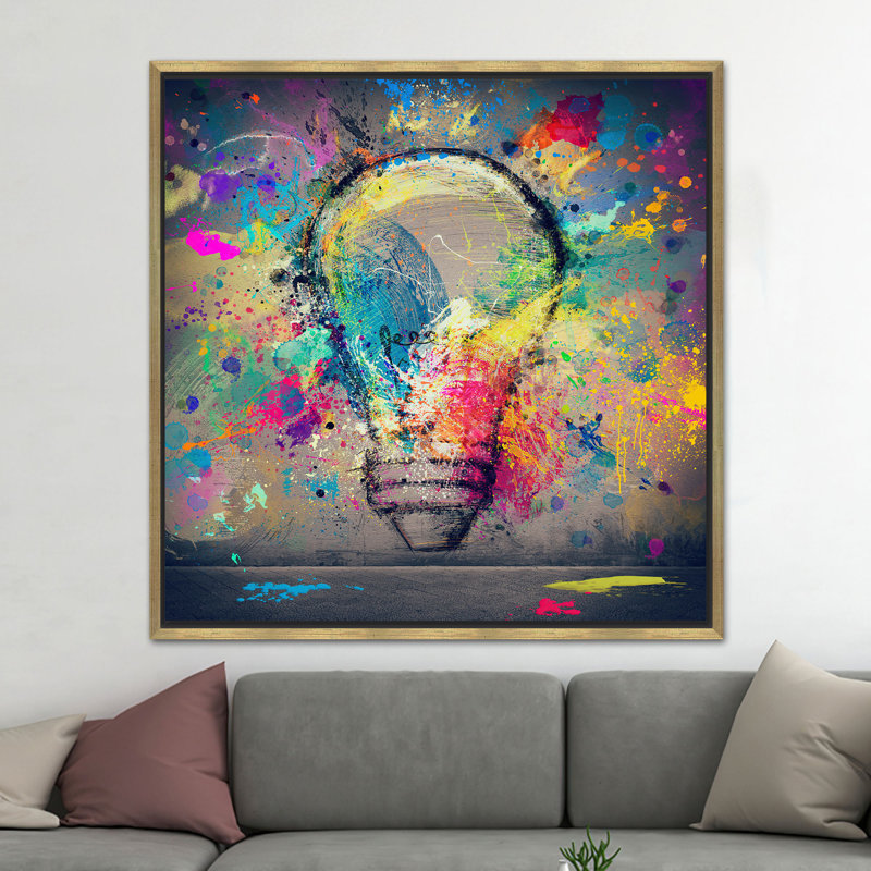 Ampoule, reproduction d'art sur toile, innovation colorée, toile dorée 1P, H: 19,8 po x l: 19,8 po