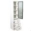 Armoire de rangement haute de 70,87 po de hauteur avec 1 porte en verre et 3 tiroirs, unité de rangement étroite, armoire de plancher