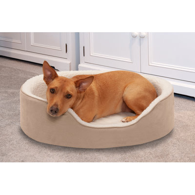 Faux Sherpa & Suede Oval Dog Bed