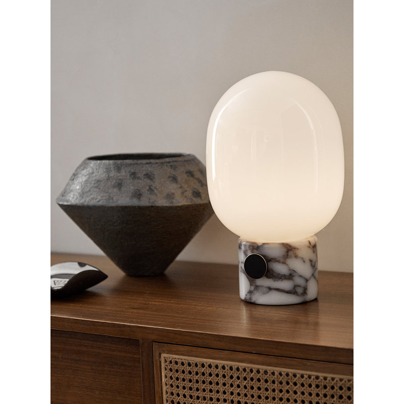 JWDA LED Table Lamp, Calacatta Viola Marble, 12.6" H x 7.5" W