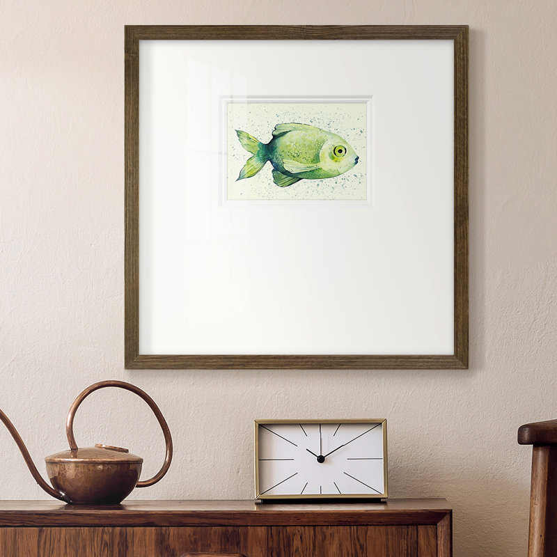 Pennard " Speckled Freshwater Fsh ", 21" W x 21" H , Brown Framed Paper