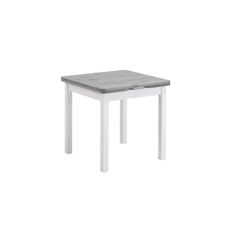 Southsea Extendable Pine Solid Wood Dining Table, White/Grey, H74 x L77 x W77cm