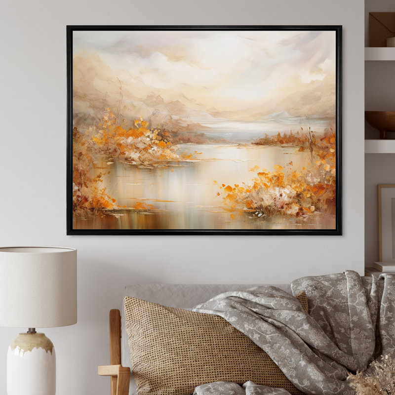 «Lakes Rivers Dreamscape», art liquide, H 12 po x l 20 po x P 1 po, Cadre flottant noir