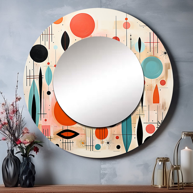 Sedarath rose bleu Mid Century Whimsical Wonders IV - miroir mural moderne Mid-Century, 36 po x 36 po