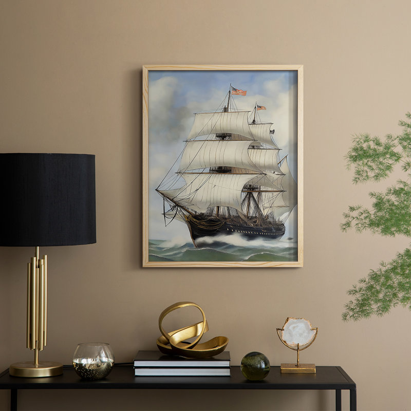 NAUTICAL Series LXV III, reproduction d'art encadrée - bois massif, Naturel, 30" H x 24" W
