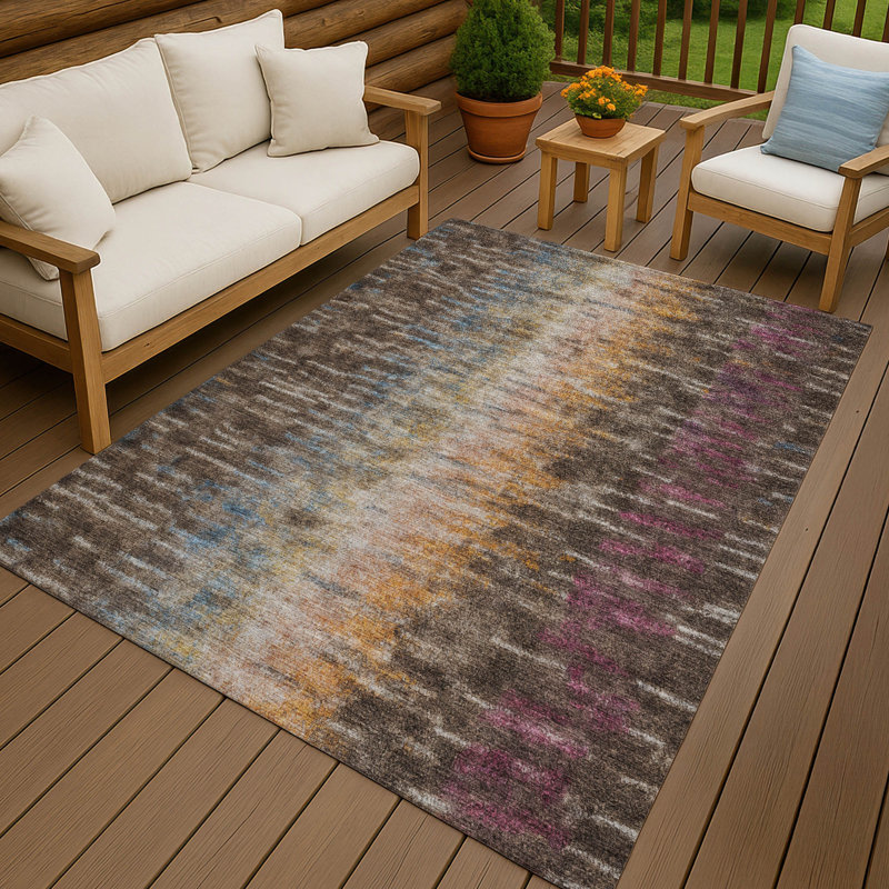 Tapis décontracté intérieur / extérieur lavable à la machine Bingel ACN2318, Rectangle 10 pi x 14 pi