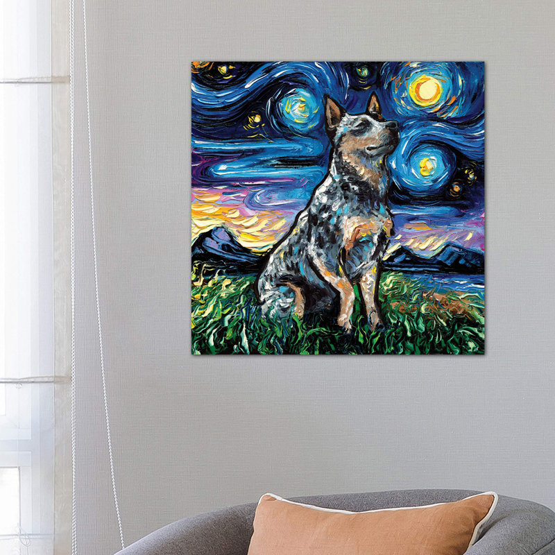 Blue Heeler Night by Aja Trier - Wrapped Canvas Painting, 66.04 cm H x 66.04 cm W x 1.91 cm D