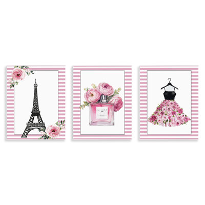 Plaque murale Parisian Glam avec rayures, design par Christine Simpson Art