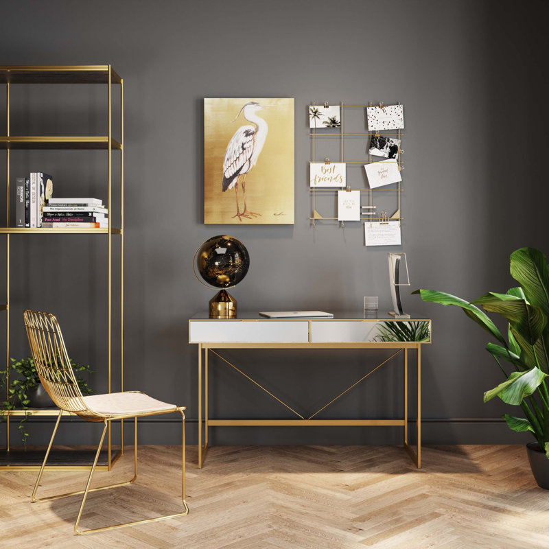 Soran 120cm W Rectangle Writing Desk, Gold