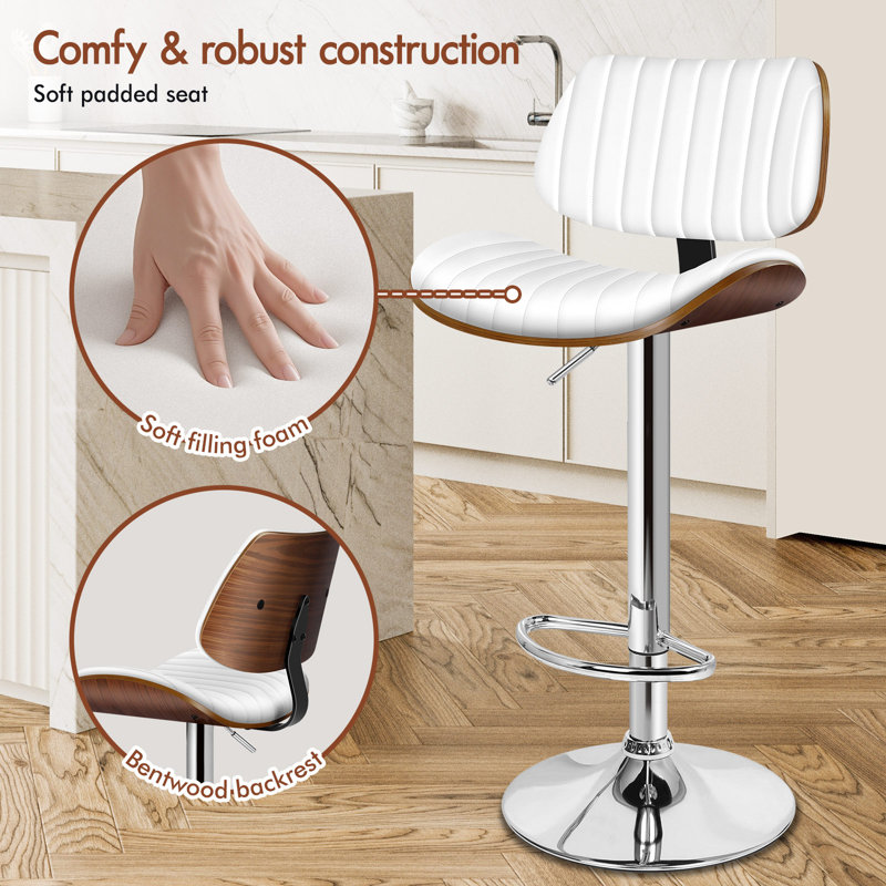 ALFORDSON Bar Stool Swivel Padded Backrest Gas Lift Kitchen Dining Chair