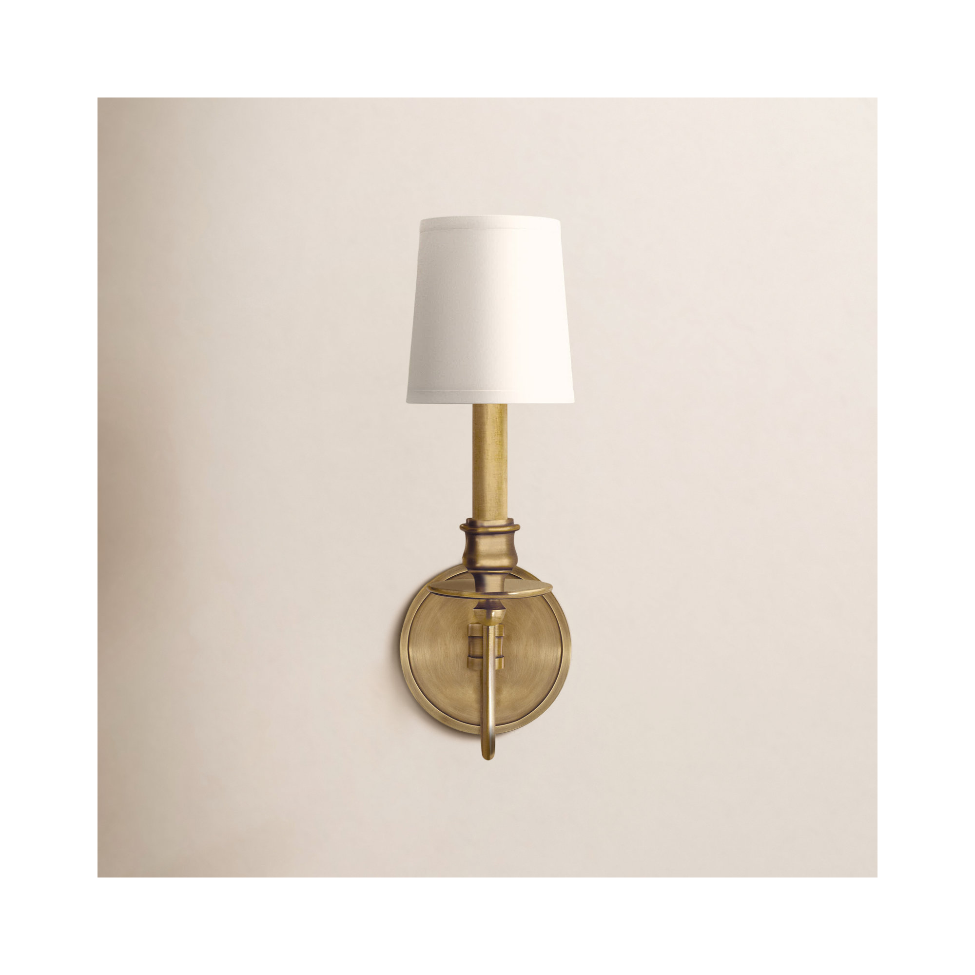 Coby Single Light Dimmable Candle Wall Light, Aged Brass, Cream