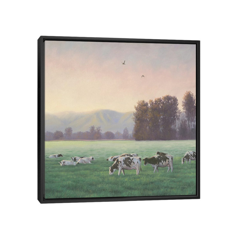 « farm life v », reproduction sur toile, H 18 po x l 18 po x P 1,5 po, Toile avec cadre noir, Pas de tapis