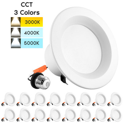 4 lumières DEL encastrées 4 pouces 10W 5 lumières à intensité variable à intensité variable sélectionnables 750 lumens homologuées ETL homologuées ETL