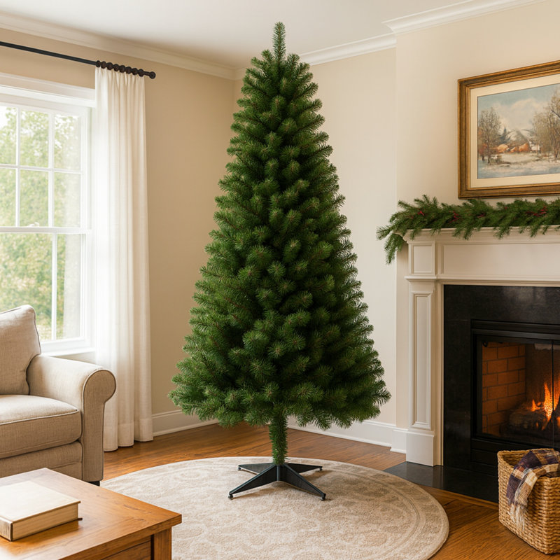 Arbre de Noël artificiel à charnière non éclairé 6 pi avec 582 pointes, branches en PVC, parfait pour la décoration intérieure des Fêtes