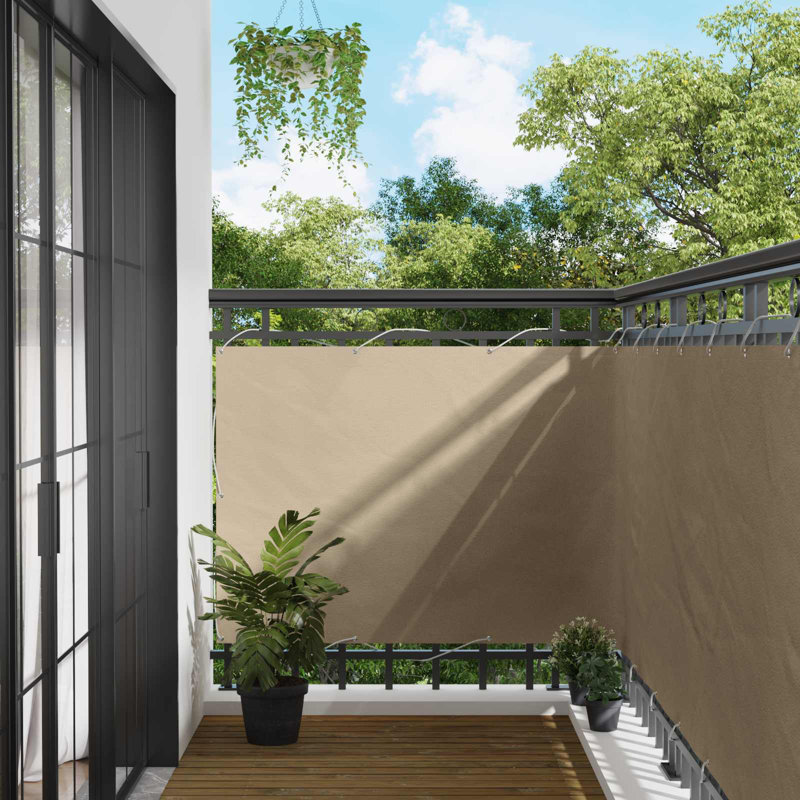 Vidaxl Balcony Screen Oxford Fabric Outdoor Privacy Garden Terrace Durable, 110cm H x 400cm W, Beige