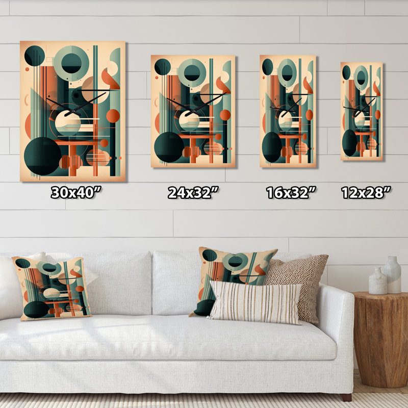 Janeira - Horloge murale abstraite Mid-Century, H 32 po x l 24 po x P 1 po