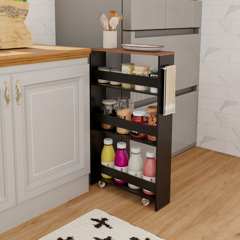 Particle Board Bar Cart, Black