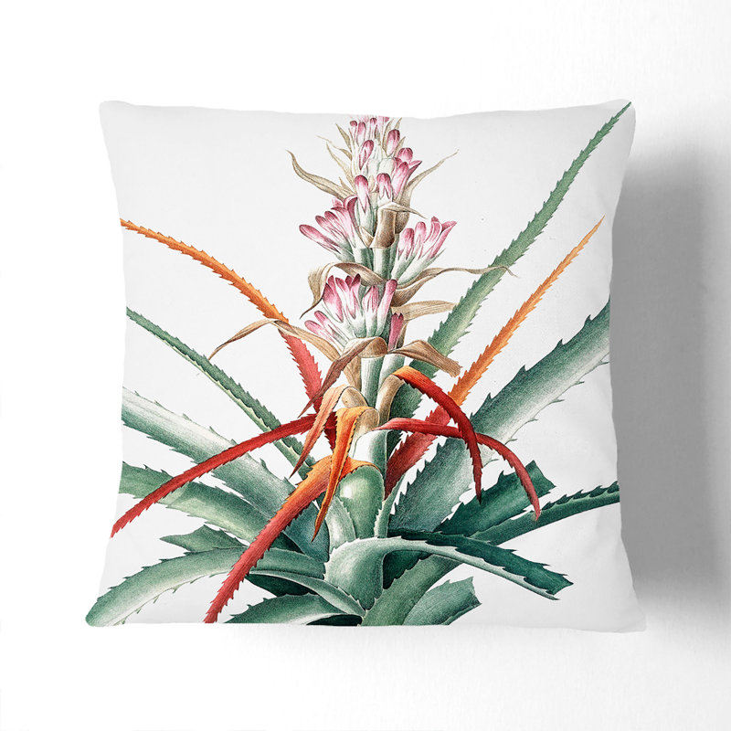 Bromelia Flowers Floral Square Throw Cushion, 40cm H x 40cm W x 15cm D, Stone
