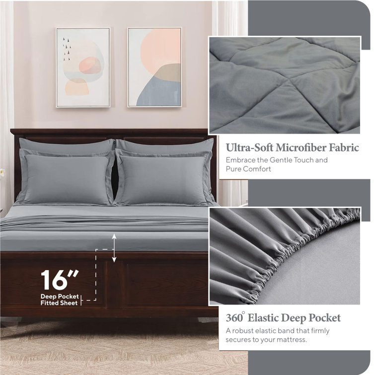 Ebern Designs Barnicoat Microfiber Reversible Comforter Set & Reviews