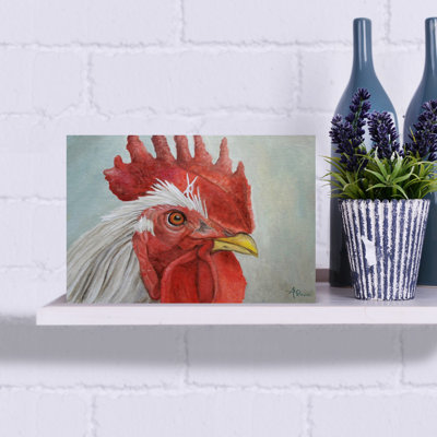 Colorful Rooster Head by Angeles M. Pomata - Wrapped Canvas Print