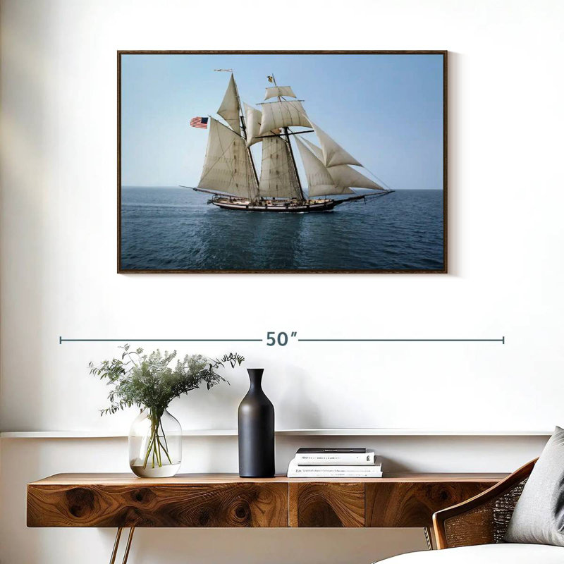 Fierté du navire de Baltimore, 37 po x 25 po, Cadre flottant noyer