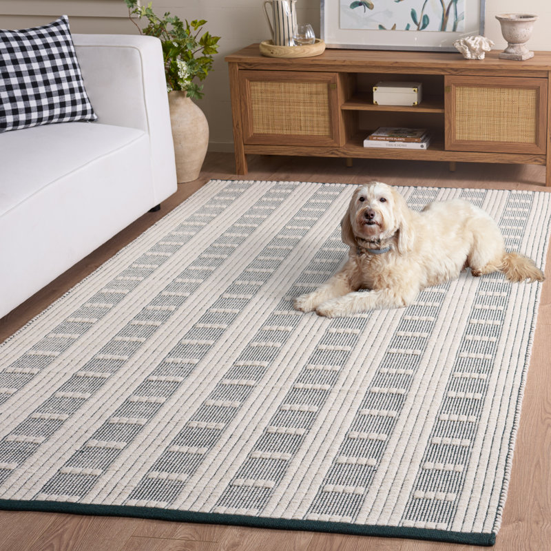 Tapis géométrique en laine / coton à tissage plat 951 Vermont, Rectangle 9 pi x 12 pi