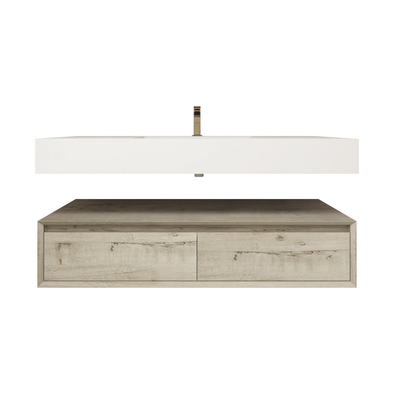 Alysa 48" Wall-Mounted Single Bathroom Vanity Set, White Oak