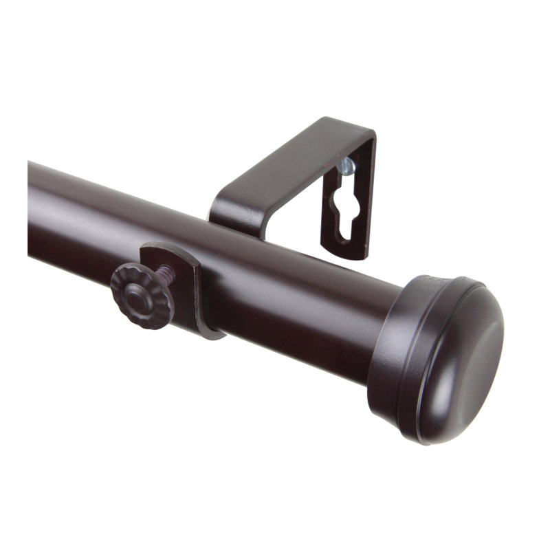Dadur Single Curtain Rod, 48" - 84" W, Mahogany