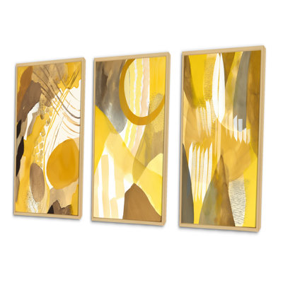 Ensemble d'imprimés 3 pièces - Moutarde jaune, rêves rétro, aquarelle VI