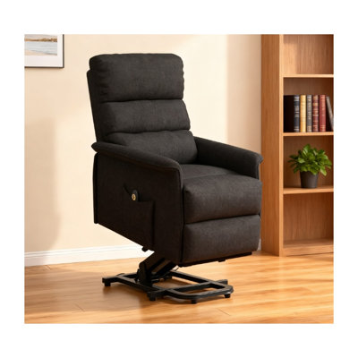 Fauteuil inclinable électrique avec télécommande, revêtement en lin noir