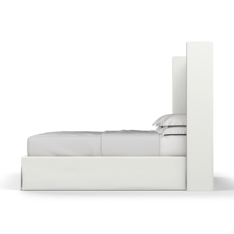 Lit tapissier Kaiser Box, Très grand, Velours moelleux blanc